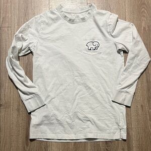 Ivory Ella White Long Sleeve Kids Tee with Elephant Lacrosse Design Size S